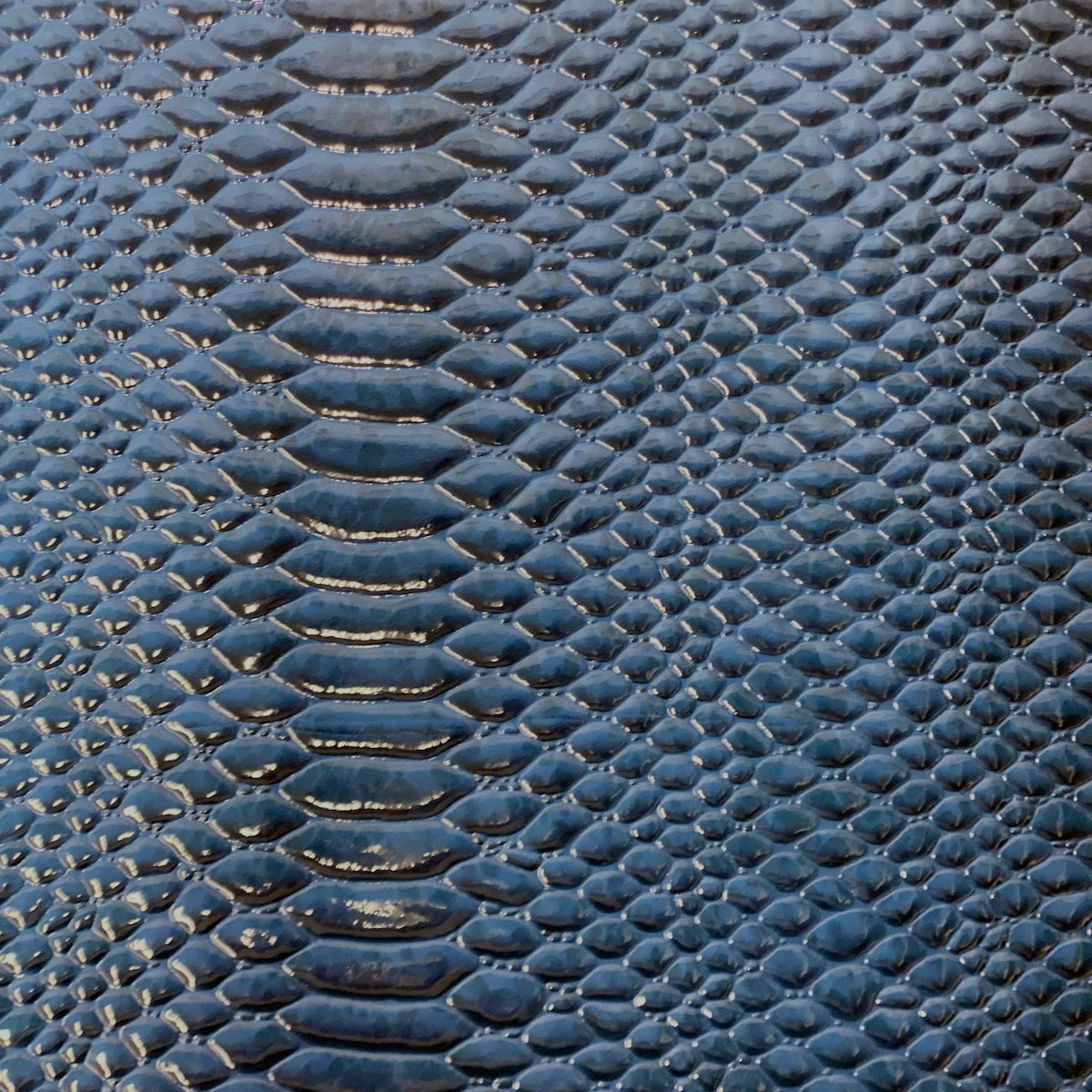 Blue Culebra Patent 3D Embossed Snakeskin Vinyl Fabric - Fashion Fabrics LLC