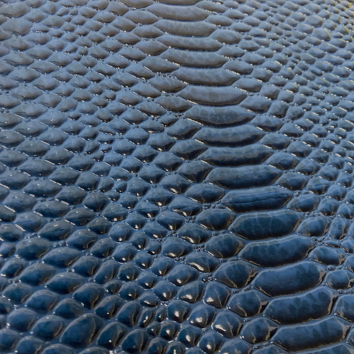 Blue Culebra Patent 3D Embossed Snakeskin Vinyl Fabric - Fashion Fabrics LLC