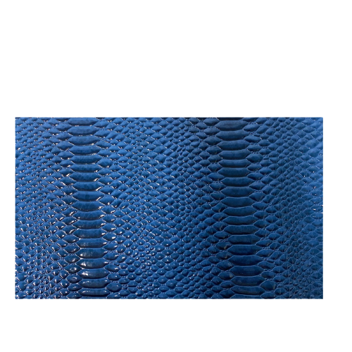 Blue Culebra Patent 3D Embossed Snakeskin Vinyl Fabric - Fashion Fabrics LLC