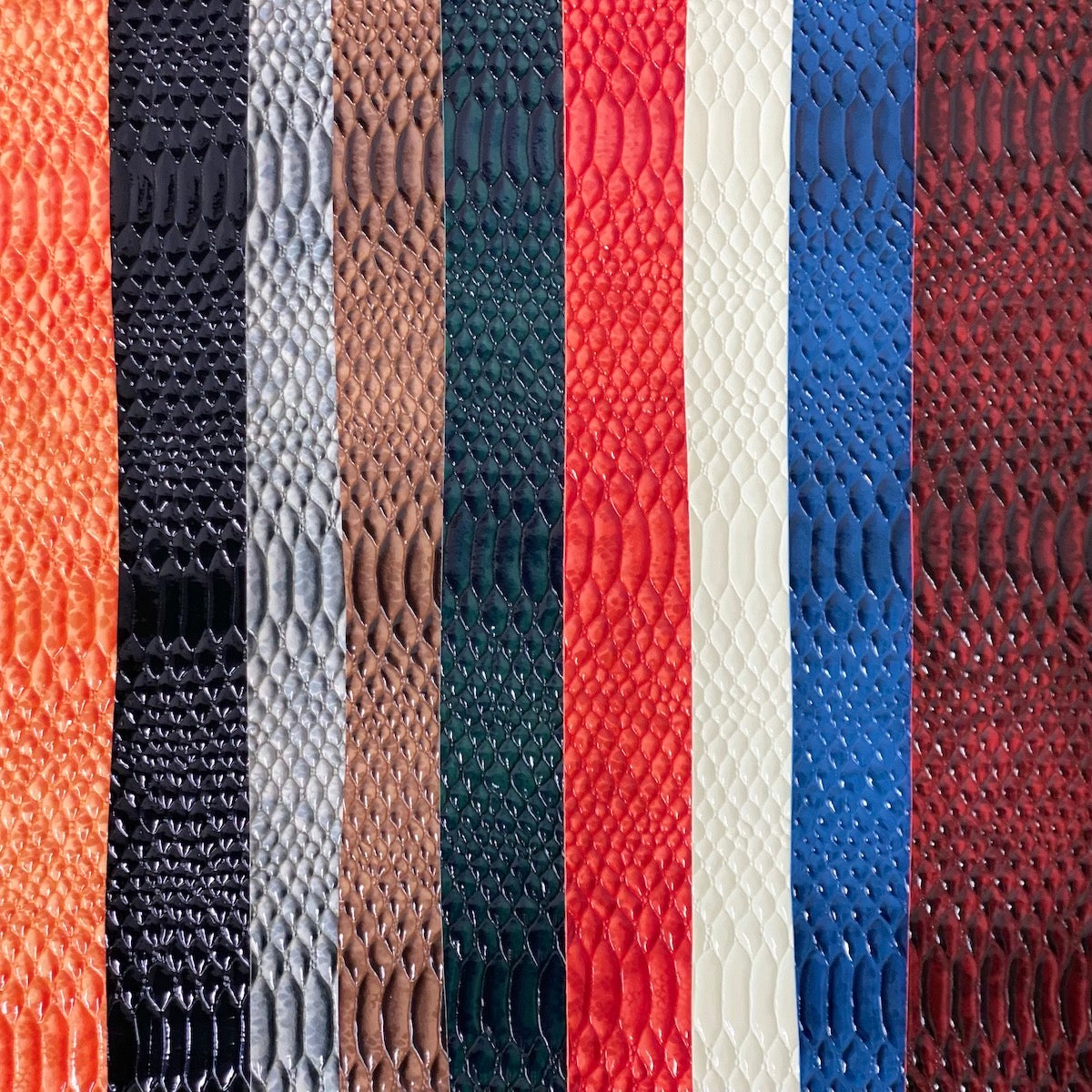 Dark Red Culebra Patent 3D Embossed Snakeskin Vinyl Fabric - Fashion Fabrics LLC