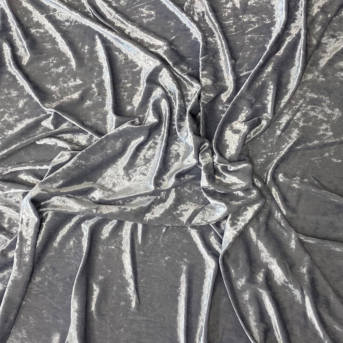 Light Silver Crushed Stretch Velvet Fabric - Fashion Fabrics LLC