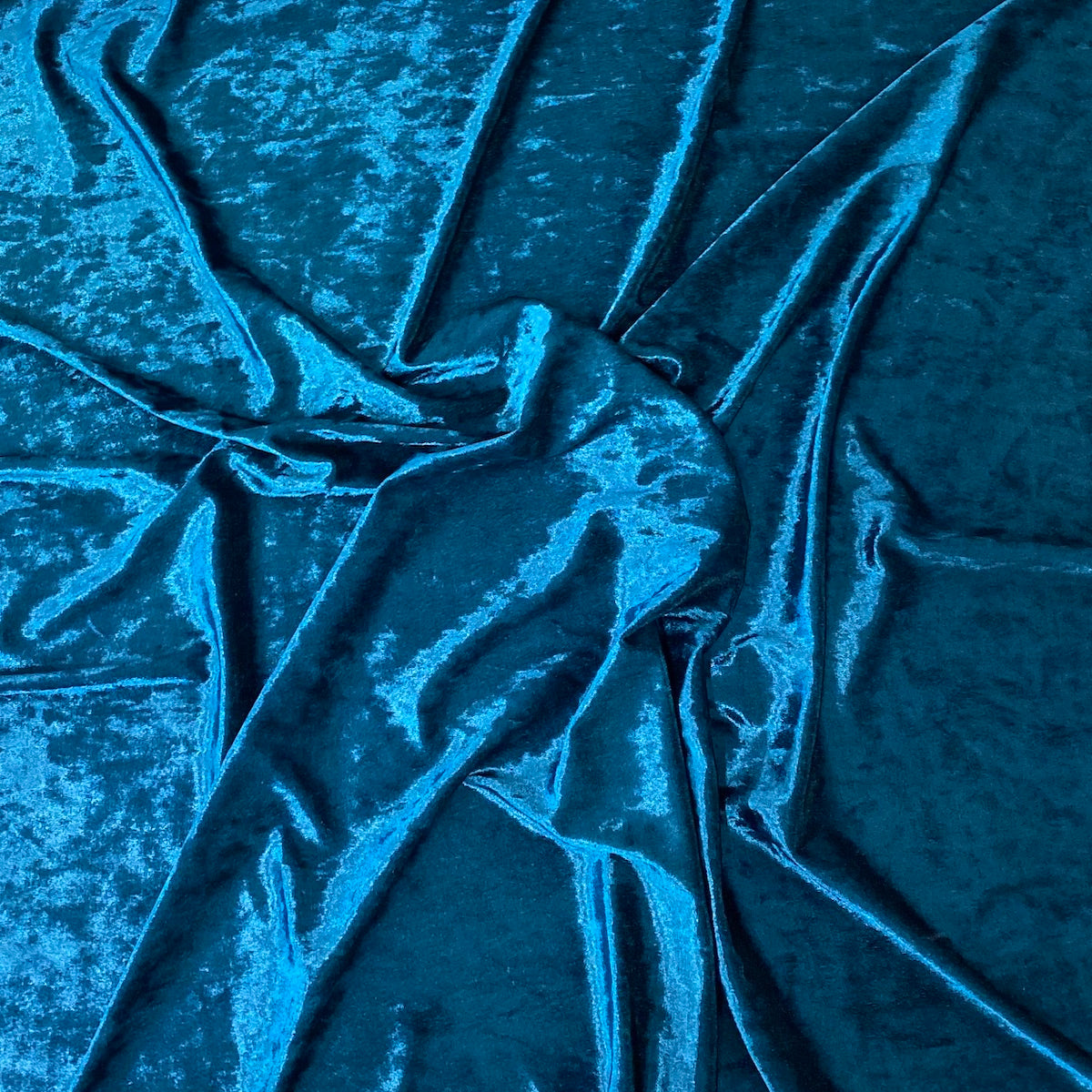Teal Blue Crushed Stretch Velvet Fabric - Fashion Fabrics LLC