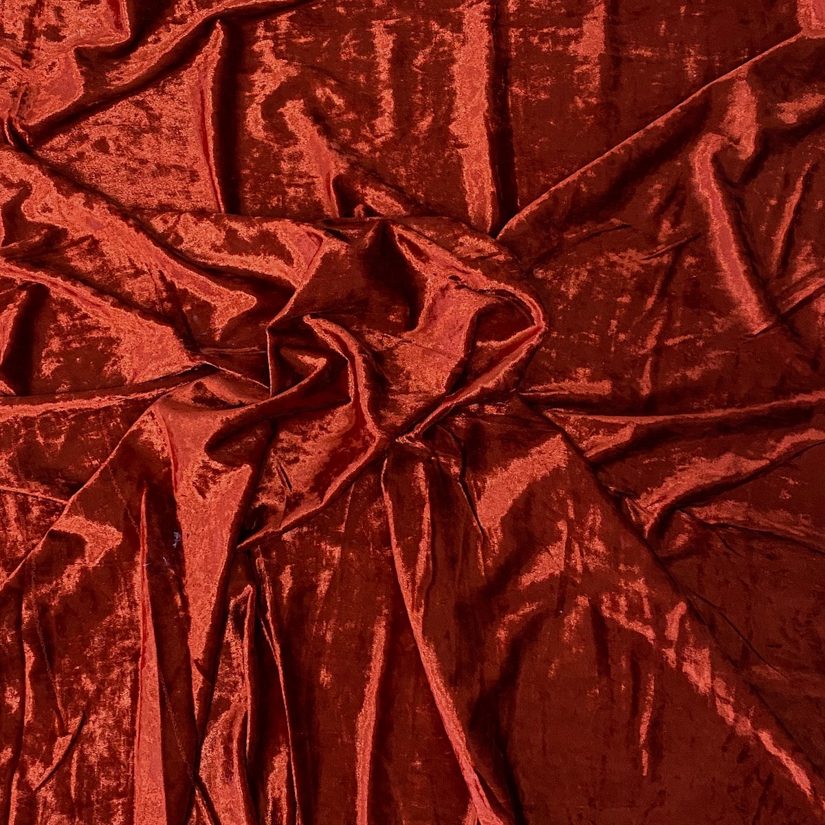 Rust Red Crushed Stretch Velvet Fabric - Fashion Fabrics LLC