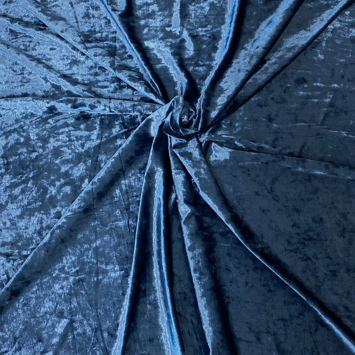 Denim Blue Crushed Stretch Velvet Fabric - Fashion Fabrics LLC