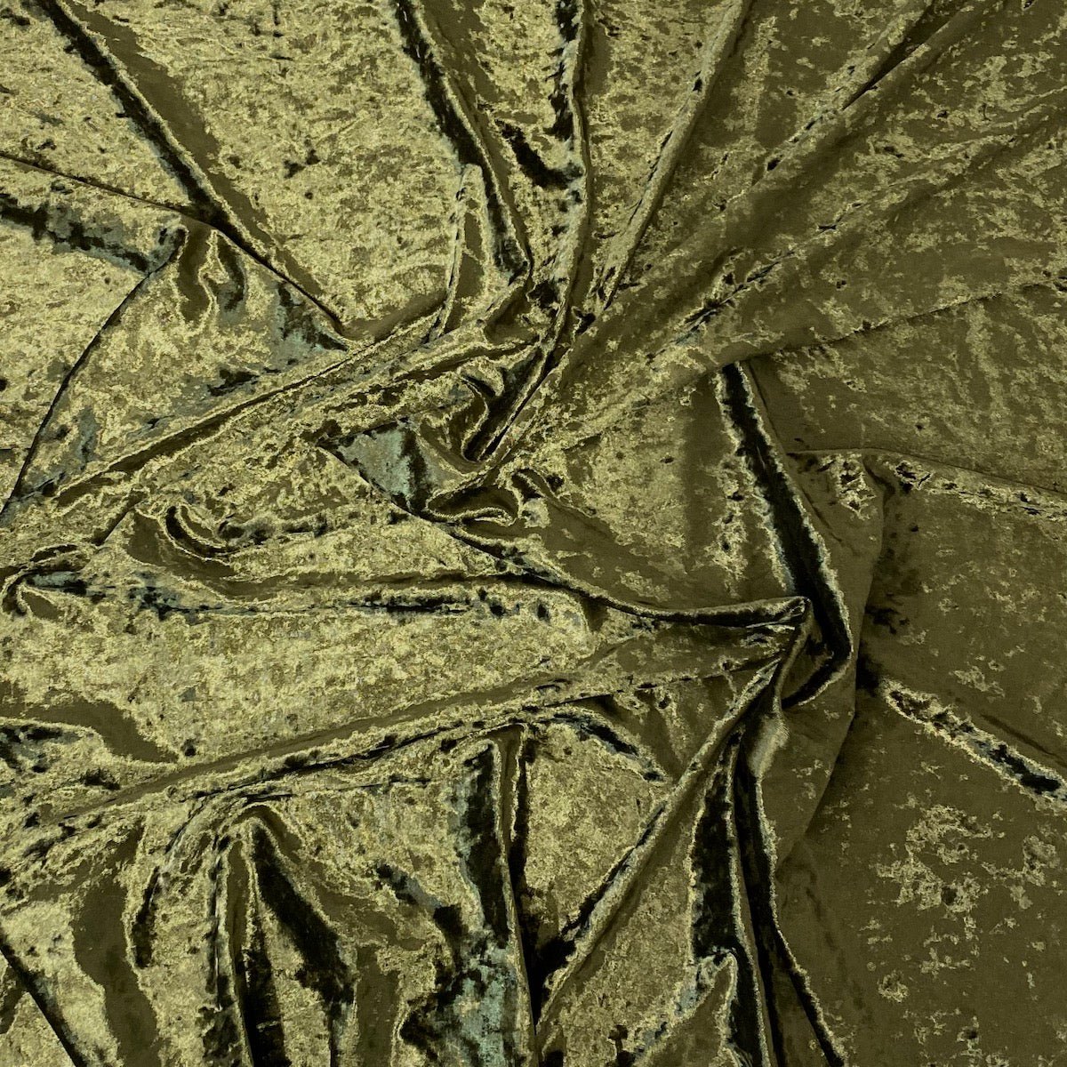 Olive Green Crushed Stretch Velvet Fabric - Fashion Fabrics LLC