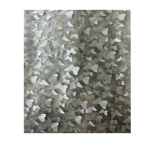Gray 3D Butterfly Embroidered Satin Lace Fabric - Fashion Fabrics LLC