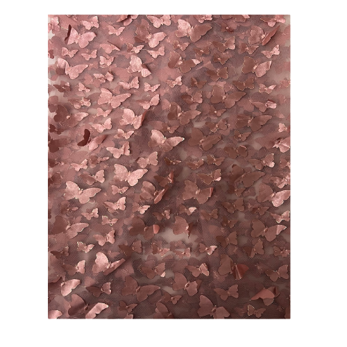 Dark Mauve Pink 3D Butterfly Embroidered Satin Lace Fabric - Fashion Fabrics LLC