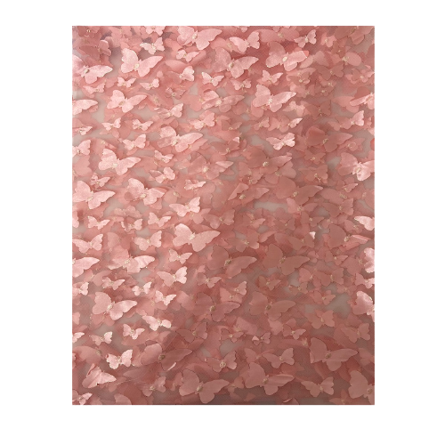 Blush Pink 3D Butterfly Embroidered Satin Lace Fabric - Fashion Fabrics LLC