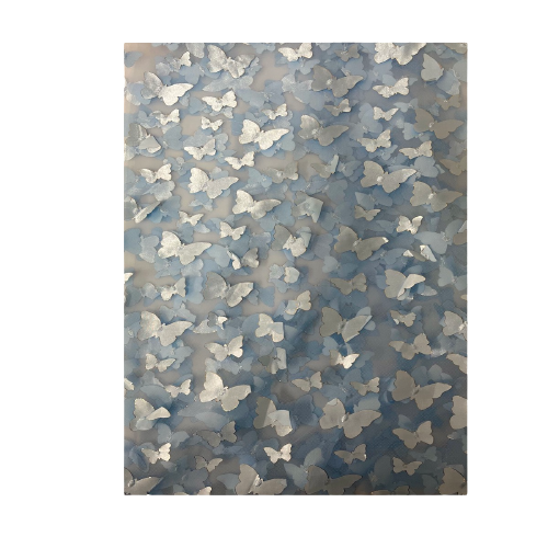 Baby Blue 3D Butterfly Embroidered Satin Lace Fabric - Fashion Fabrics LLC