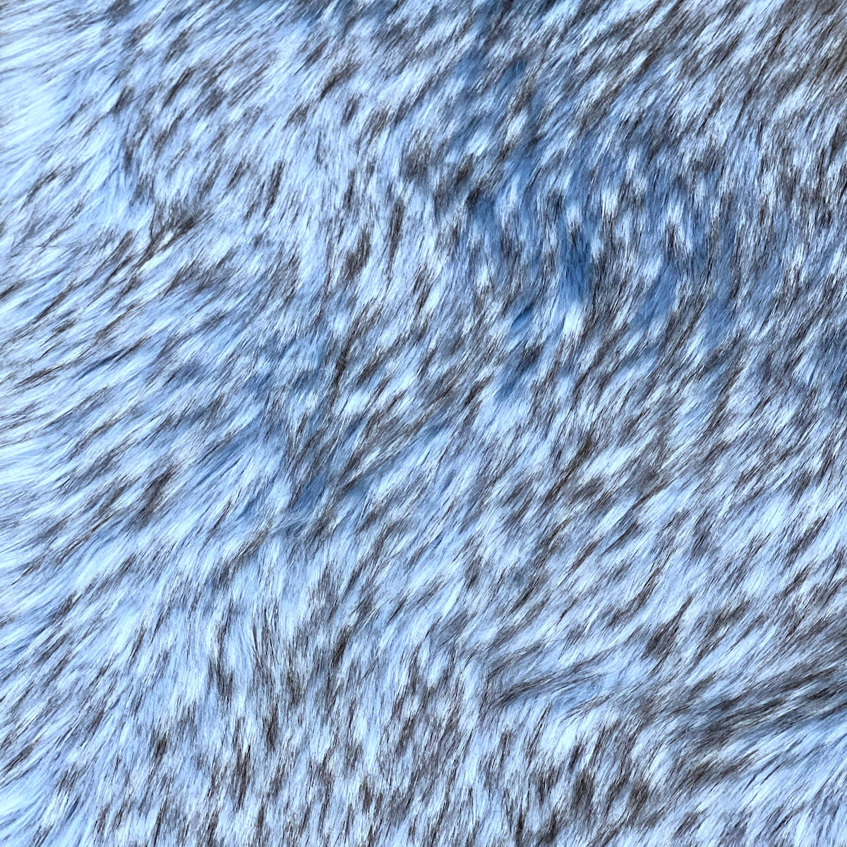 Baby Blue Black Husky Print Long Pile Shaggy Faux Fur Fabric - Fashion Fabrics LLC