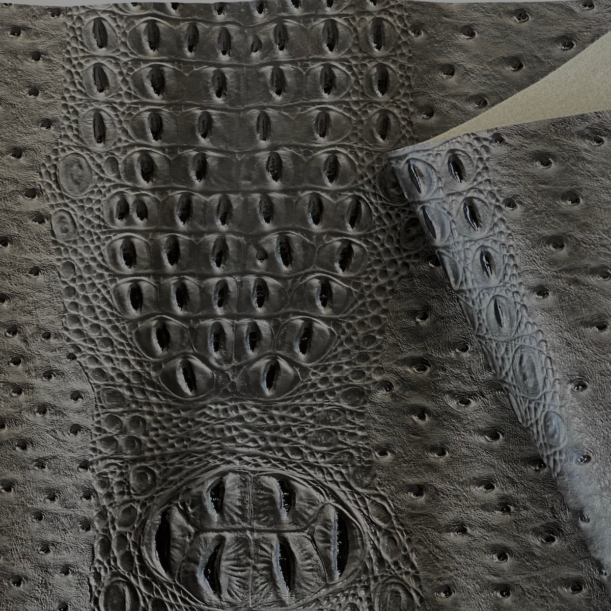 Charcoal Gray Gatorich Faux Leather Vinyl Fabric - Fashion Fabrics LLC