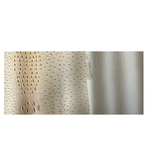 Beige Gatorich Faux Leather Vinyl Fabric - Fashion Fabrics LLC