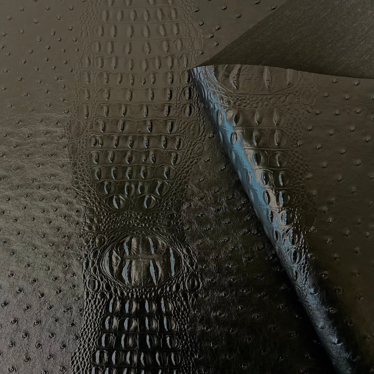 Black Gatorich Faux Leather Vinyl Fabric - Fashion Fabrics LLC