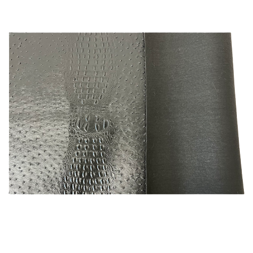 Black Gatorich Faux Leather Vinyl Fabric - Fashion Fabrics LLC
