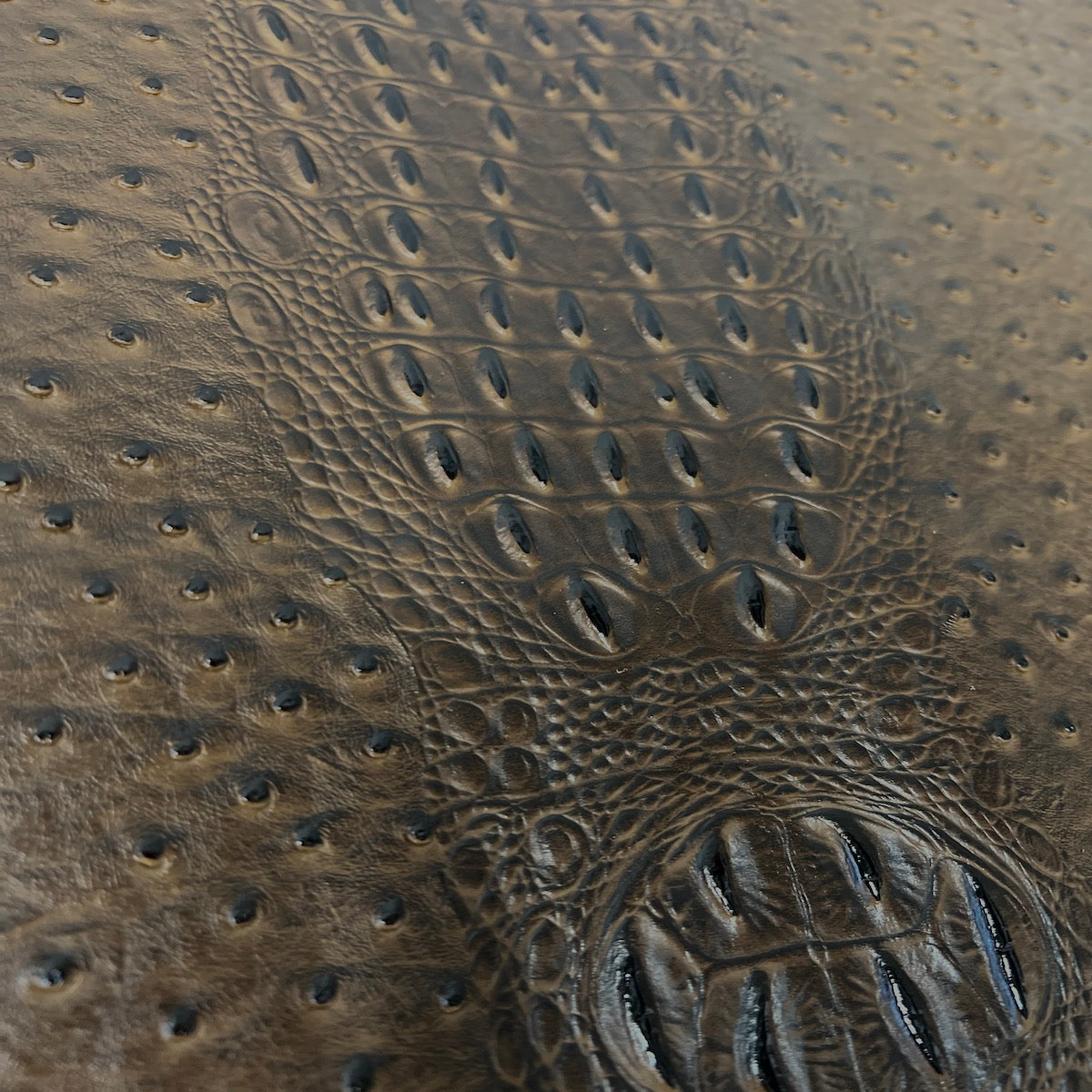 Brown Gatorich Faux Leather Vinyl Fabric - Fashion Fabrics LLC
