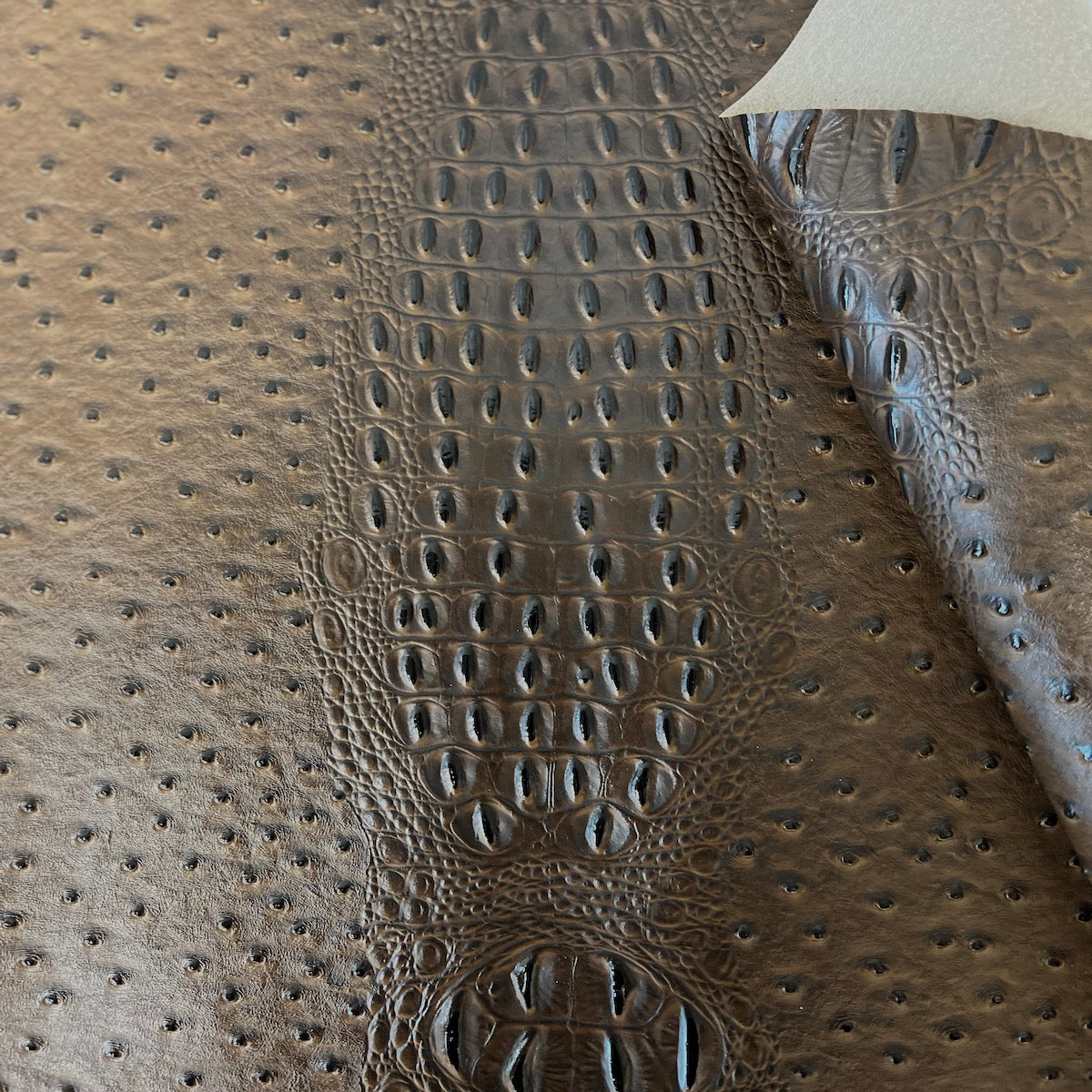 Brown Gatorich Faux Leather Vinyl Fabric - Fashion Fabrics LLC