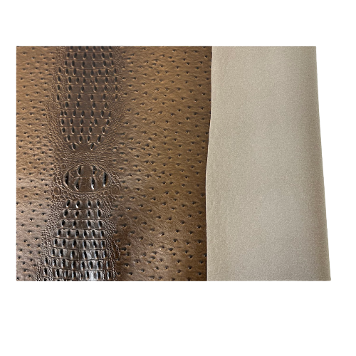 Brown Gatorich Faux Leather Vinyl Fabric - Fashion Fabrics LLC