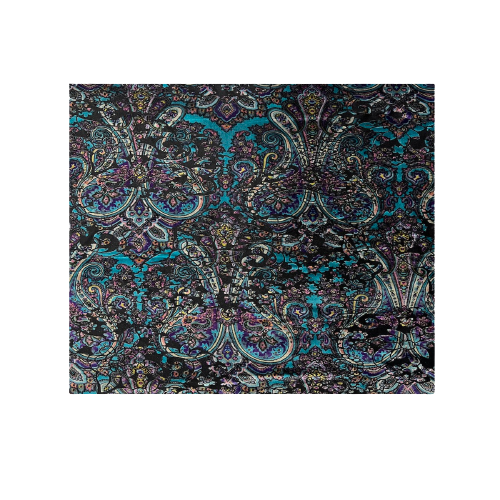 Teal Blue Sur Multicolor Burnout Stretch Velvet Fabric - Fashion Fabrics LLC