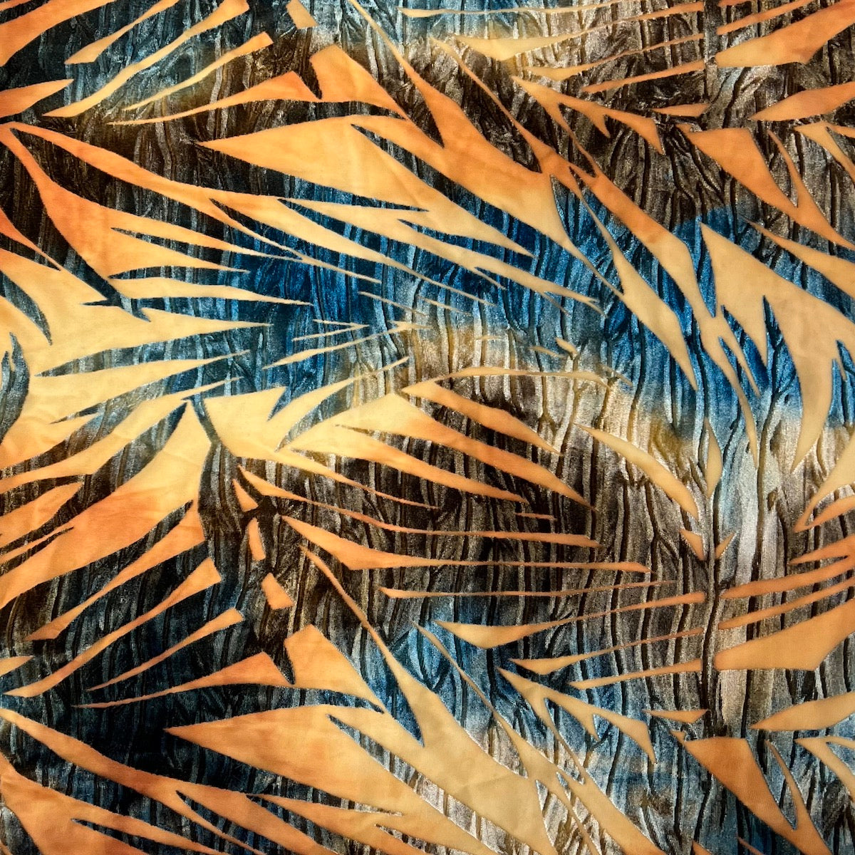 Blue Tie Dye Palm Tree Burnout Stretch Velvet Apparel Costume Fabric –  Fashion Fabrics LLC