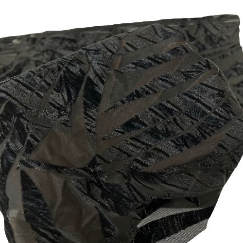 Black Palm Tree Burnout Stretch Velvet Fabric - Fashion Fabrics LLC