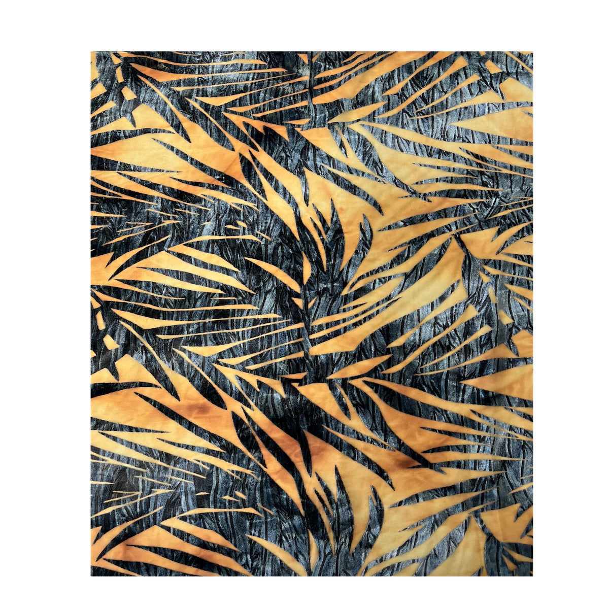 Gray | Beige Palm Tree Burnout Stretch Velvet Fabric - Fashion Fabrics LLC