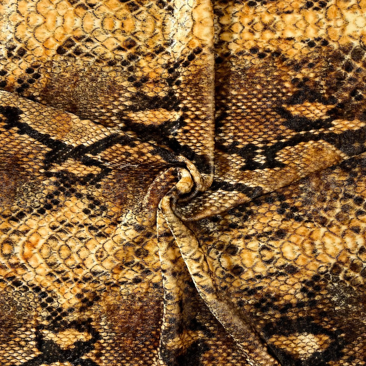 Gold Snakeskin Printed Stretch Velvet Fabric - Fashion Fabrics LLC
