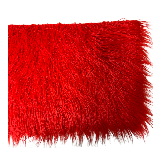 Red Mongolian Long Pile Faux Fur Fabric - Fashion Fabrics LLC