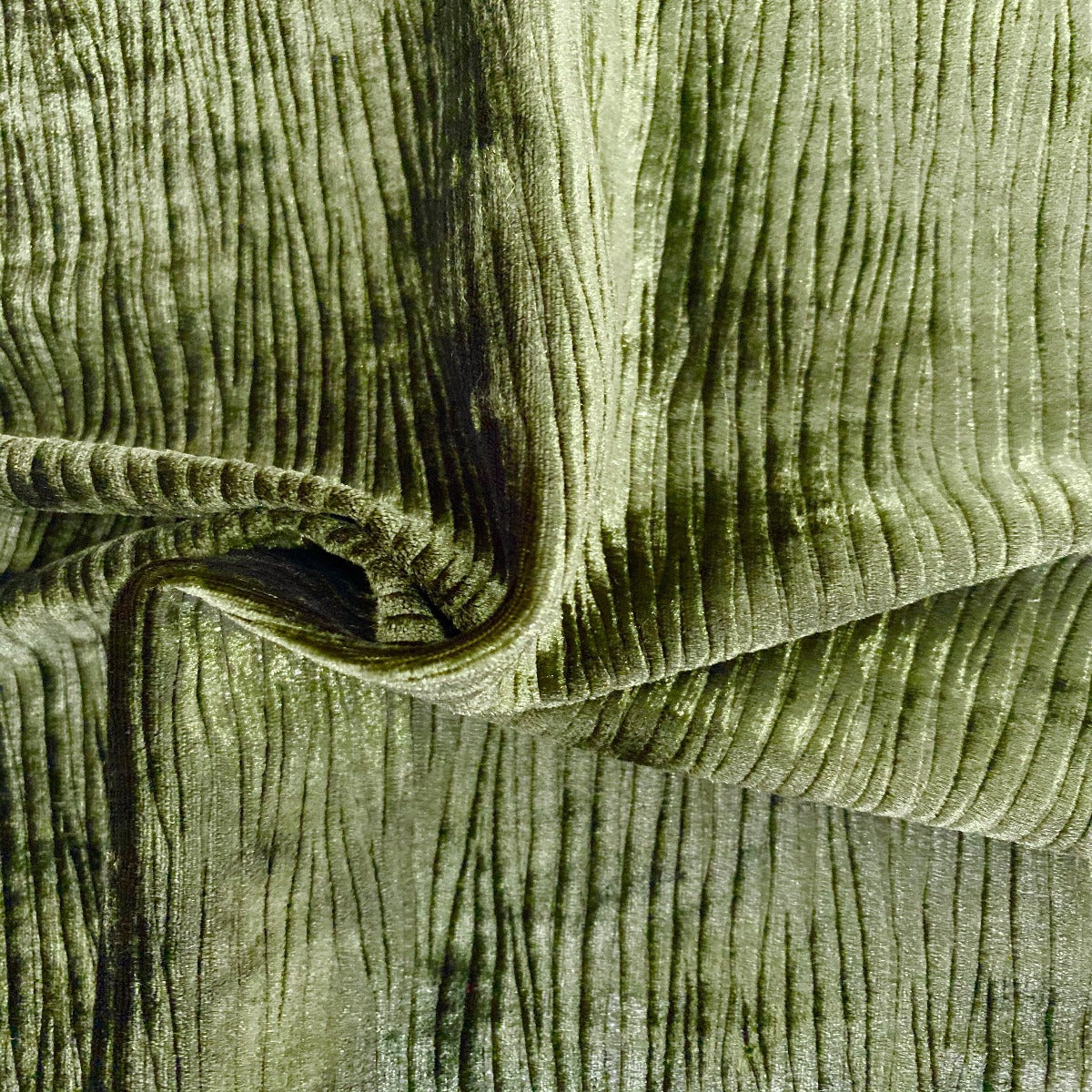 Olive Green Corduroy Stretch Velvet Fabric - Fashion Fabrics Los Angeles