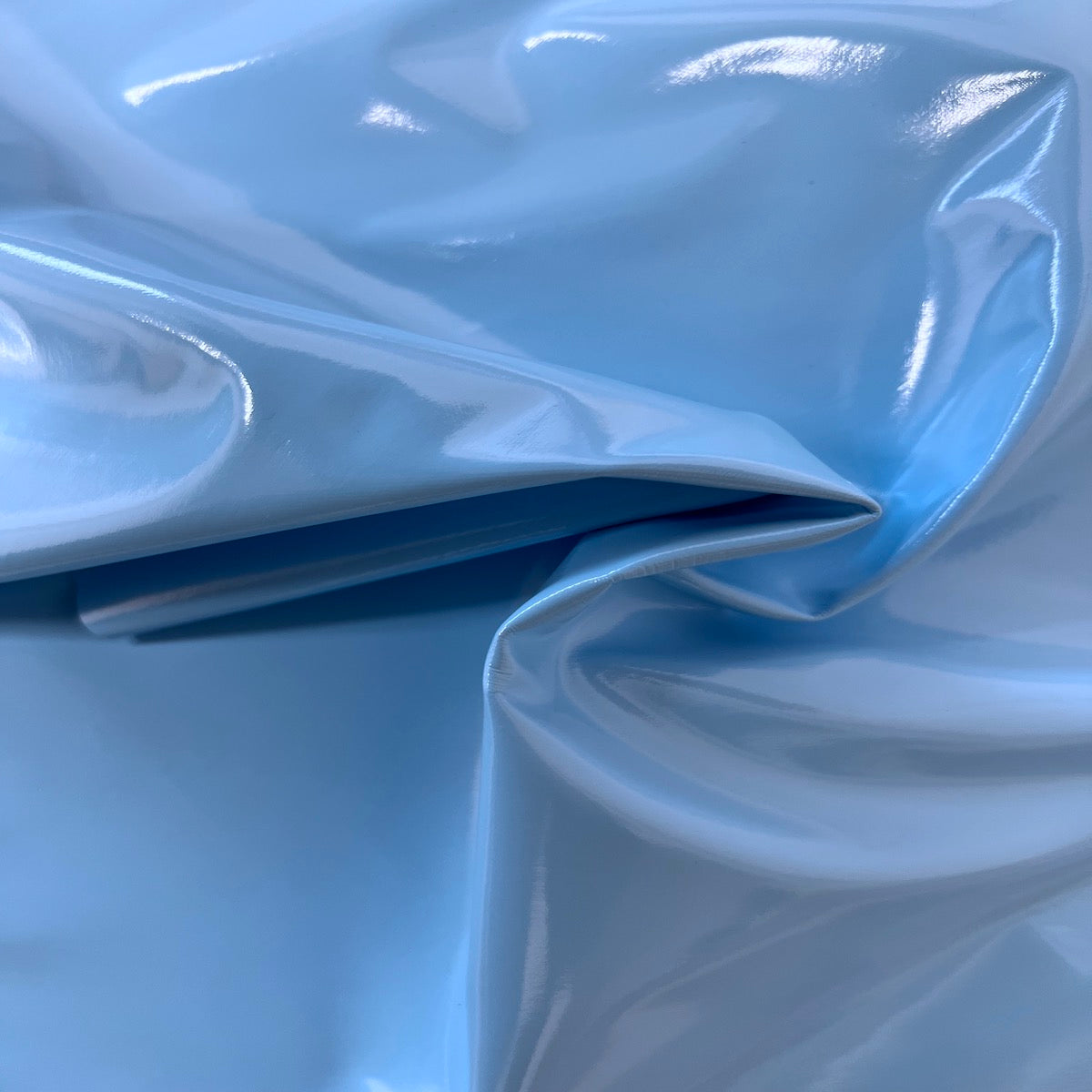 Baby Blue Faux Patent Leather Apparel Vinyl Fabric - Fashion Fabrics LLC