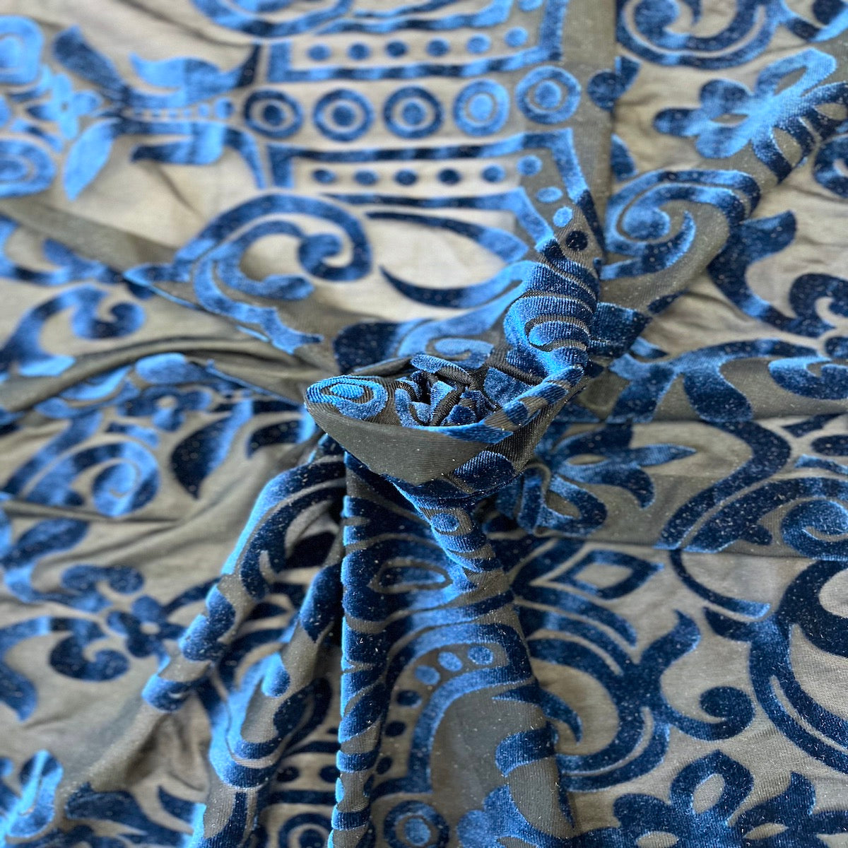 Navy Blue Armani Geometric Burnout Stretch Velvet Apparel Dance Fabric –  Fashion Fabrics LLC