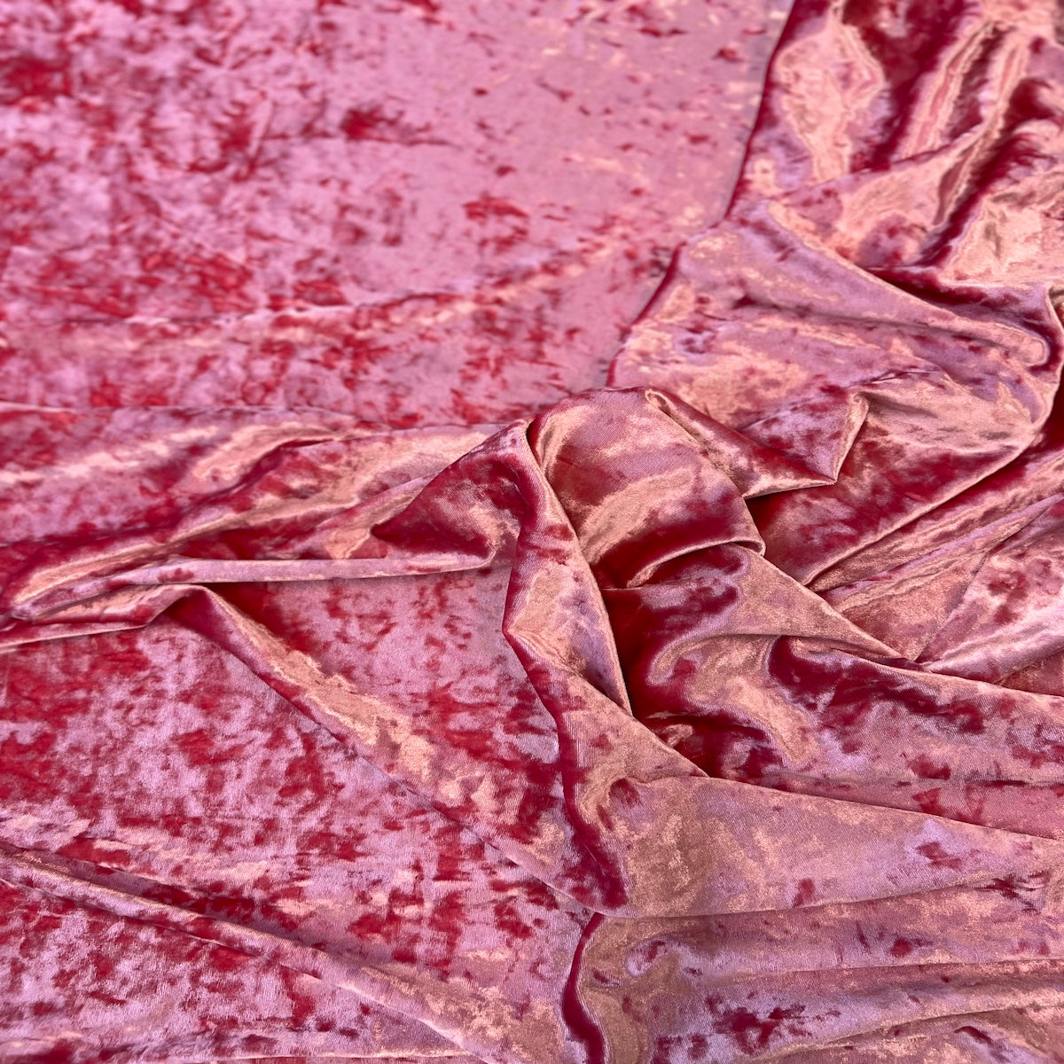 Strawberry Pink Crushed Stretch Velvet Fabric - Fashion Fabrics LLC