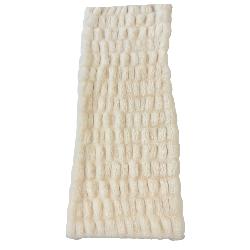 Cream Beige Stone Embossed Minky Stretch Faux Fur Fabric - Fashion Fabrics LLC