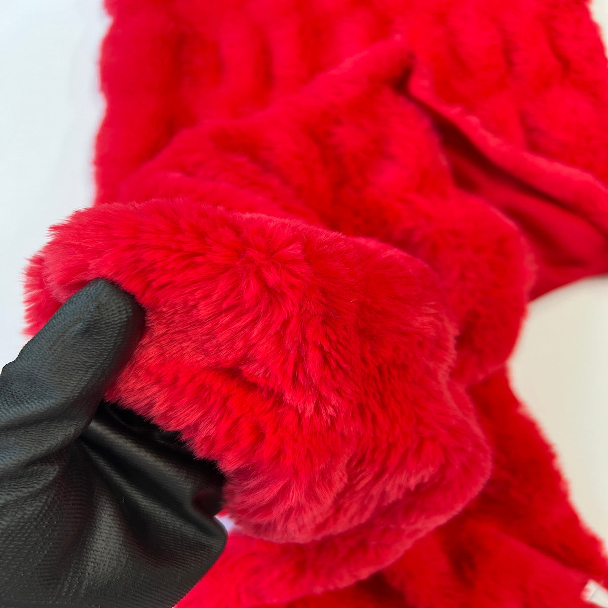 Red Stone Embossed Minky Stretch Faux Fur Fabric - Fashion Fabrics LLC