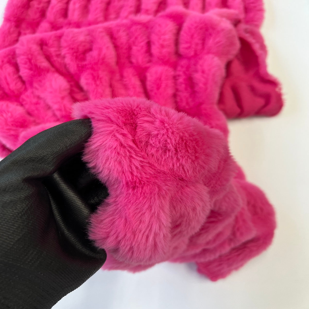 Hot Pink Stone Embossed Minky Stretch Faux Fur Fabric - Fashion Fabrics LLC