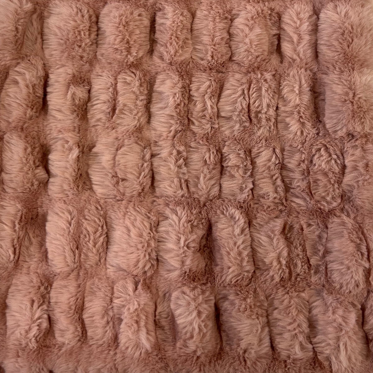Mauve Pink Stone Embossed Minky Stretch Faux Fur Fabric - Fashion Fabrics LLC