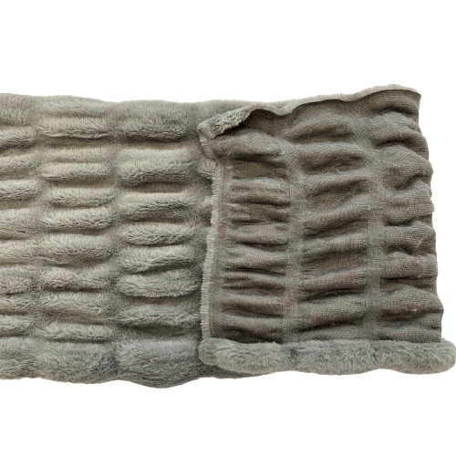 Charcoal Gray Stone Embossed Minky Stretch Faux Fur Fabric - Fashion Fabrics LLC