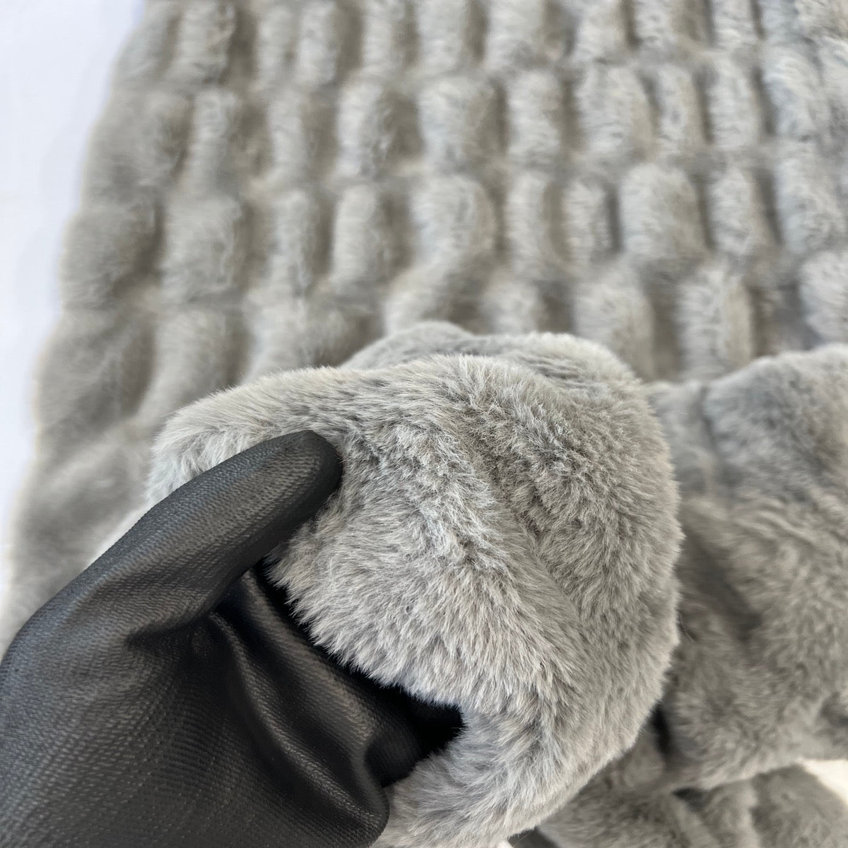 Charcoal Gray Stone Embossed Minky Stretch Faux Fur Fabric - Fashion Fabrics LLC