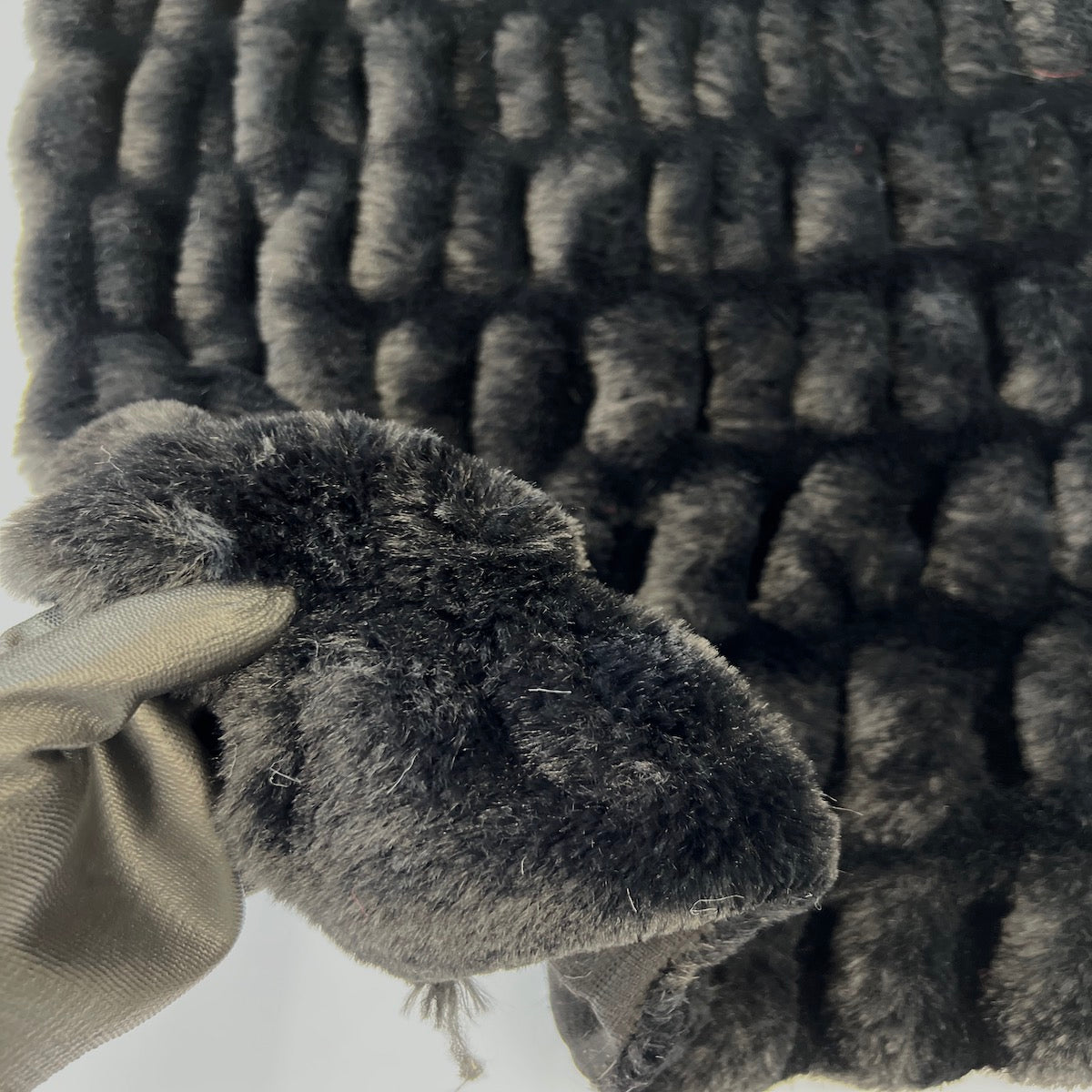 Black Stone Embossed Minky Stretch Faux Fur Fabric - Fashion Fabrics LLC