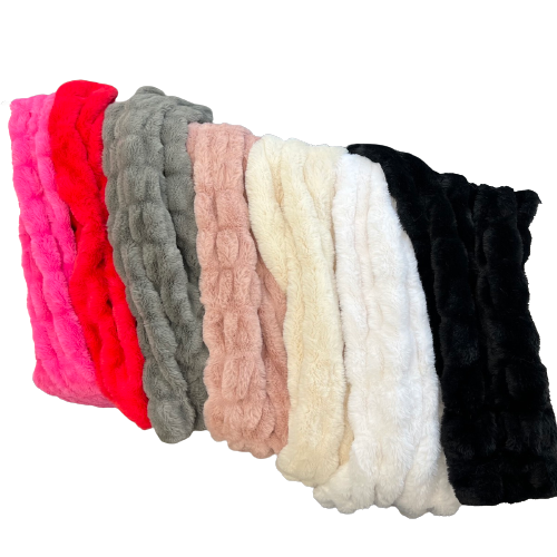 Hot Pink Stone Embossed Minky Stretch Faux Fur Fabric - Fashion Fabrics LLC