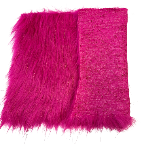 Fuchsia Tinsel Sparkle Glitter Long Pile Shaggy Faux Fur Fabric - Fashion Fabrics LLC