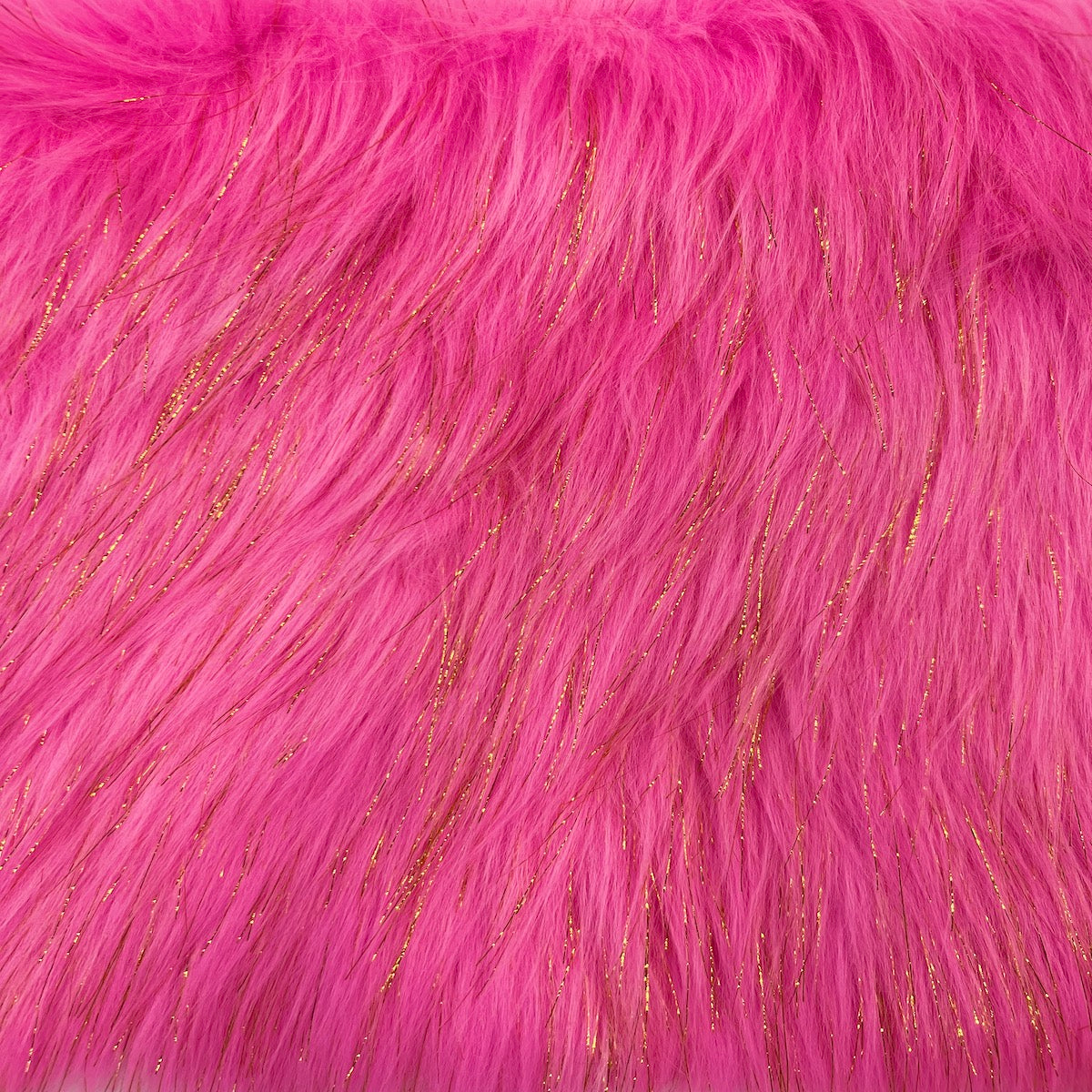 Hot Pink Tinsel Sparkle Glitter Long Pile Shaggy Faux Fur Fabric - Fashion Fabrics LLC