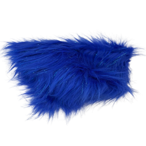 Royal Blue Tinsel Sparkle Glitter Long Pile Shaggy Faux Fur Fabric - Fashion Fabrics LLC