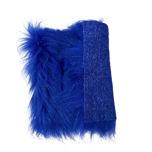 Royal Blue Tinsel Sparkle Glitter Long Pile Shaggy Faux Fur Fabric - Fashion Fabrics LLC