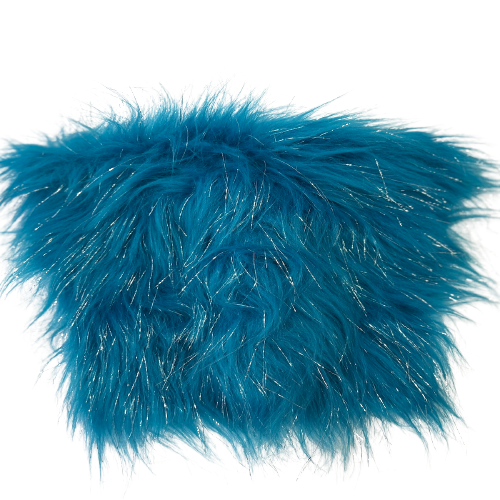 Turquoise Tinsel Sparkle Glitter Long Pile Shaggy Faux Fur Fabric - Fashion Fabrics LLC