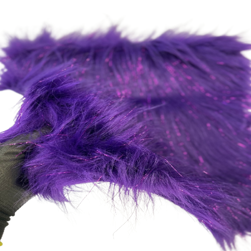 Purple Tinsel Sparkle Glitter Long Pile Shaggy Faux Fur Fabric - Fashion Fabrics LLC