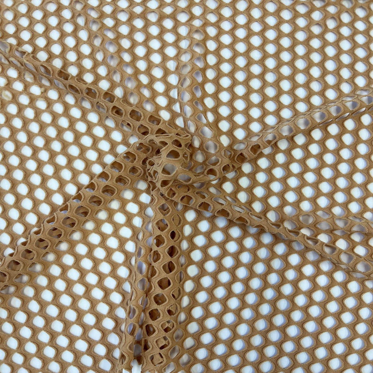 Taupe Brown Crochet Fishnet Netting Spandex Fabric - Fashion Fabrics LLC