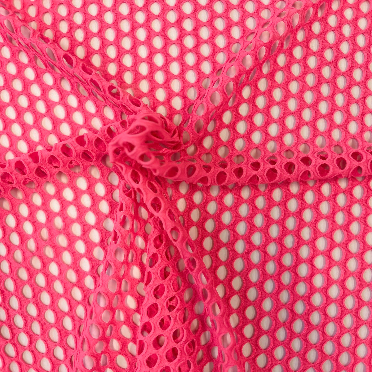 Neon Pink Crochet Fishnet Netting Spandex Fabric - Fashion Fabrics LLC