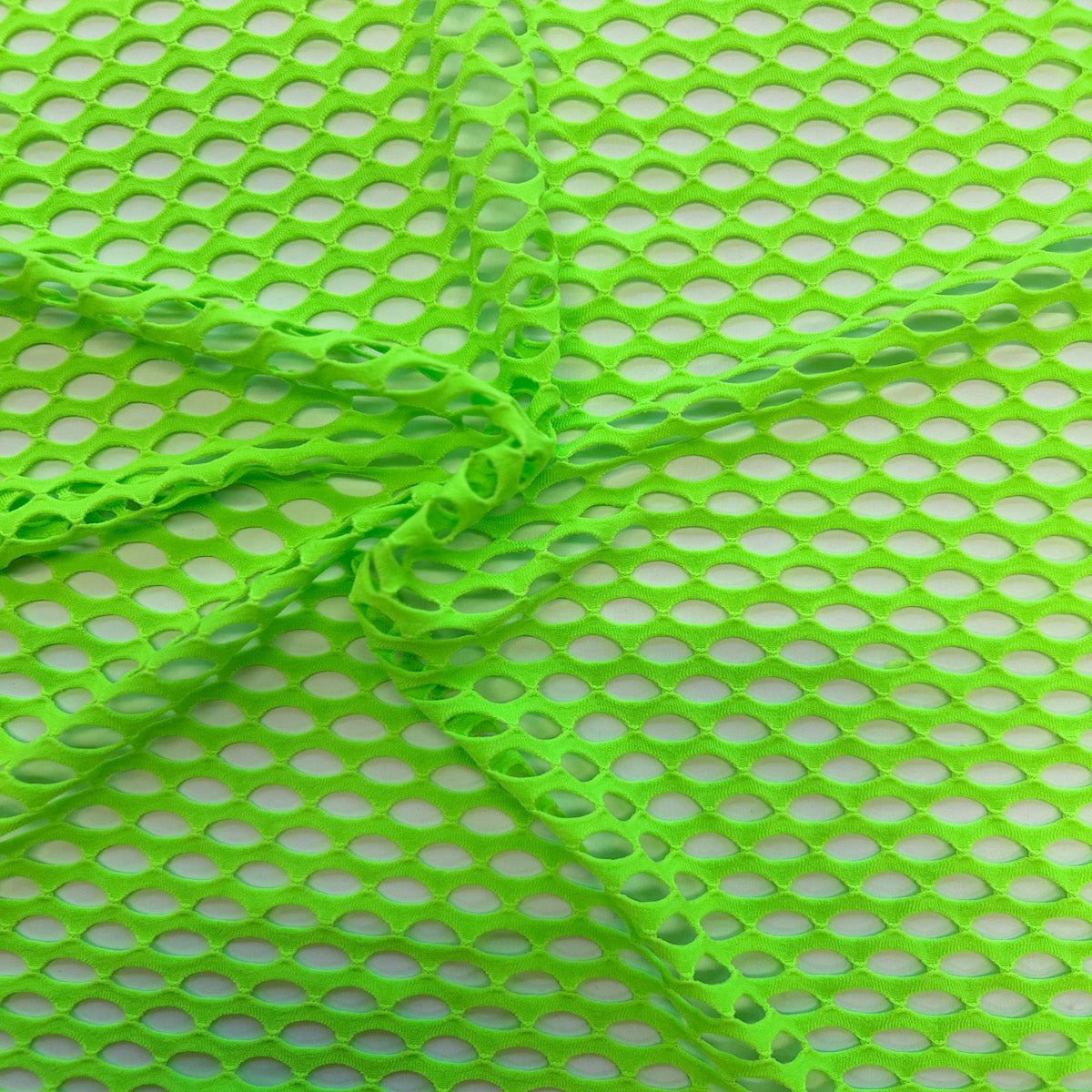 Neon Green Crochet Fishnet Netting Spandex Fabric - Fashion Fabrics LLC
