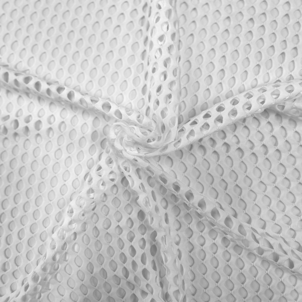White Crochet Fishnet Netting Spandex Fabric - Fashion Fabrics LLC