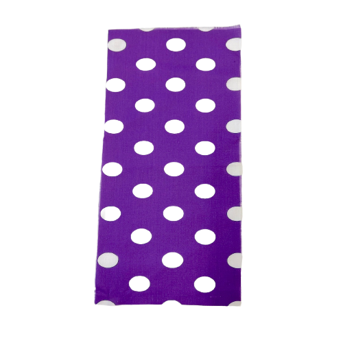 White | Purple Big Polka Dot Printed Poly Cotton Fabric - Fashion Fabrics LLC
